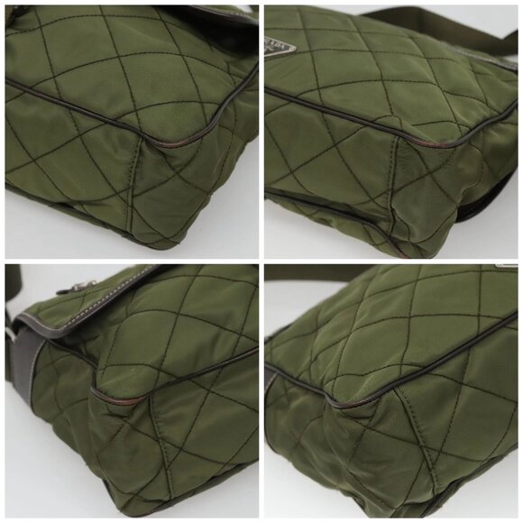 PRADA Shoulder Bag Nylon Khaki Silver Auth - Picture 16 of 16